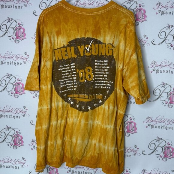 Neil young band tshirt 2008 08’ North American fall tour Tie-Dye orange Yellow - Picture 2 of 6
